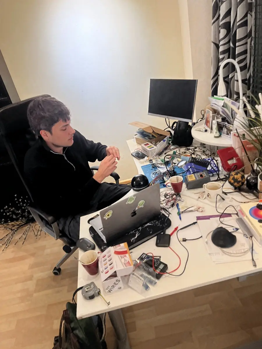 David at his workbench